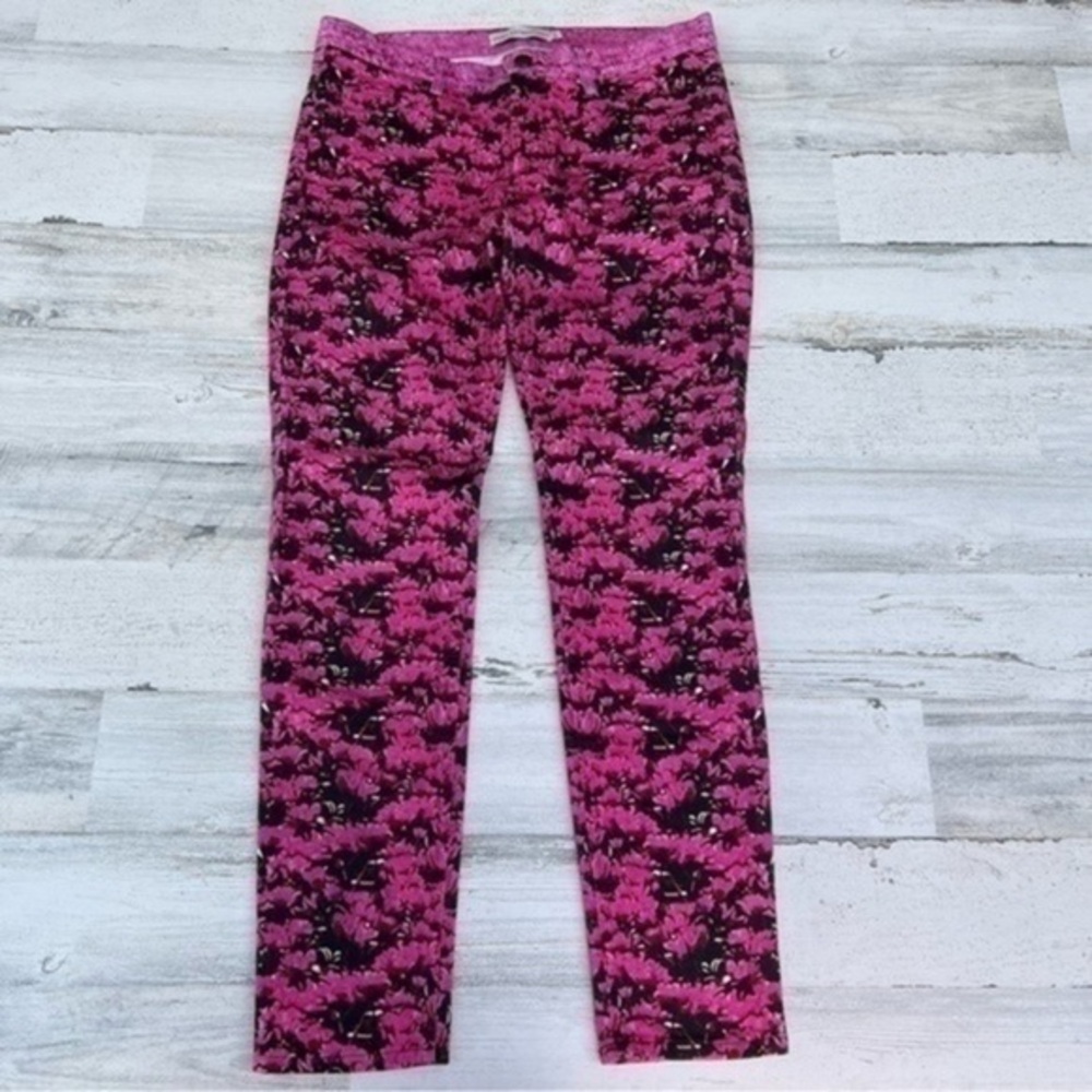 Mary Katrantzou Jeans‎ Women Size 27 Pink Black Floral Print